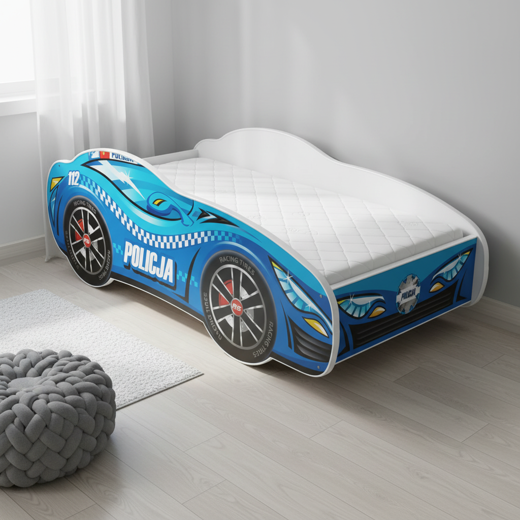 Vista laterale letto auto polizia legno faggio
