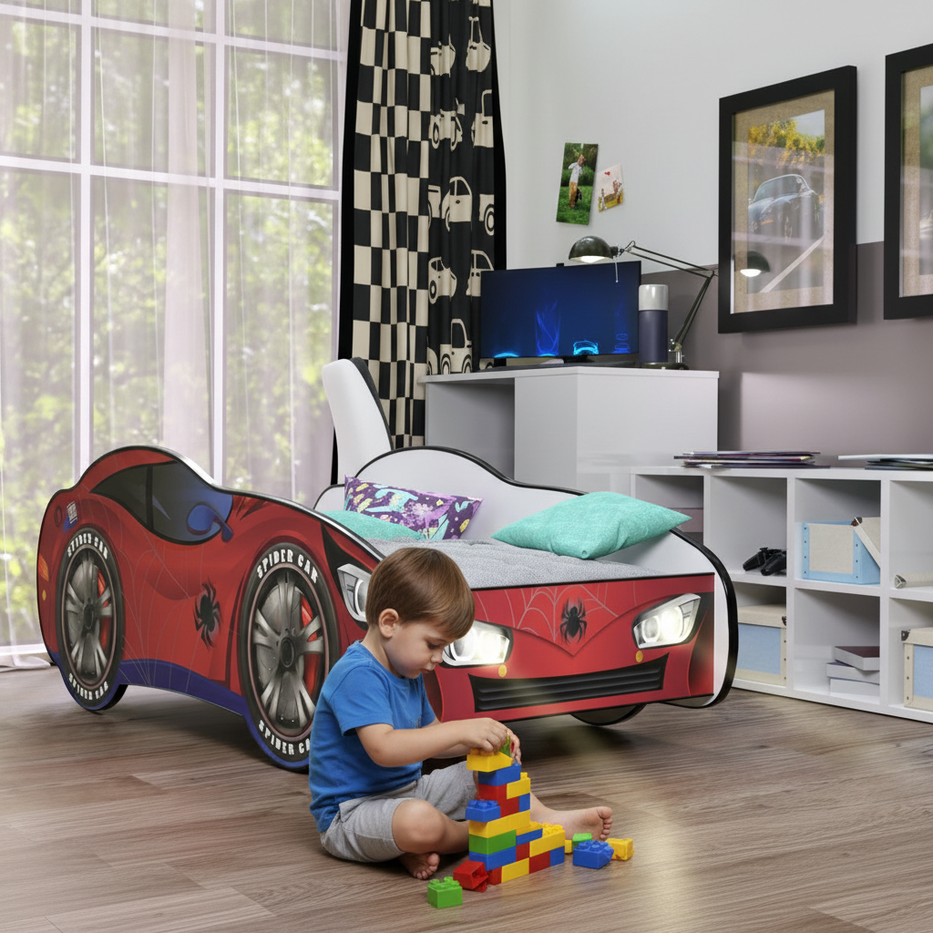 Vista posteriore con bambino gioca