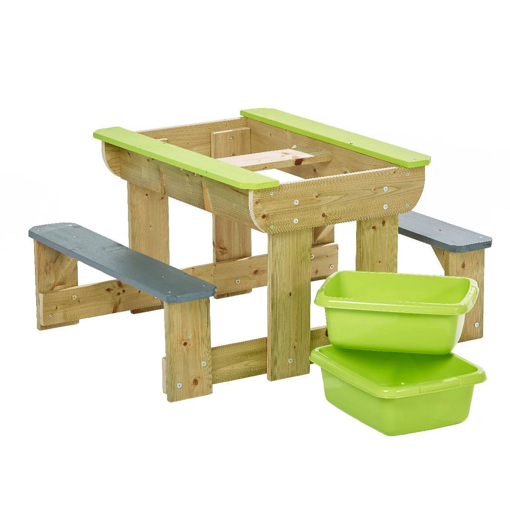 Tavolo Picnic Deluxe T2 3 in 1 con Sabbiera, Acqua e Panche - Tavolo da Gioco per Bambini